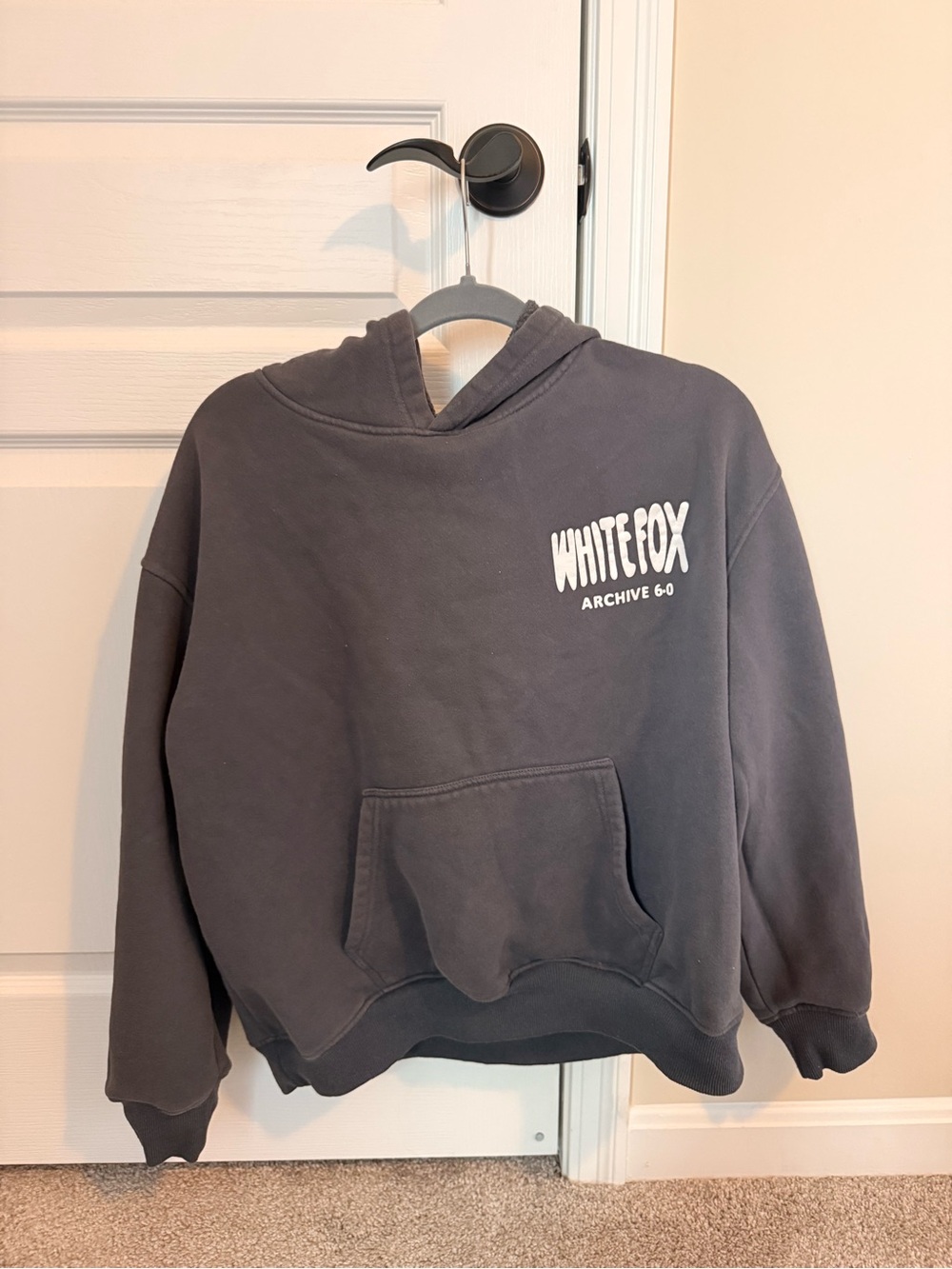 Charcoal Gray White Fox Hoodie